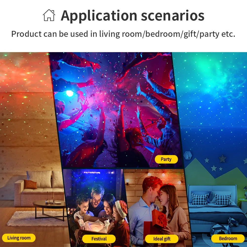 Galaxy Projector Night Light – RGB Dimmable UFO Star Lamp