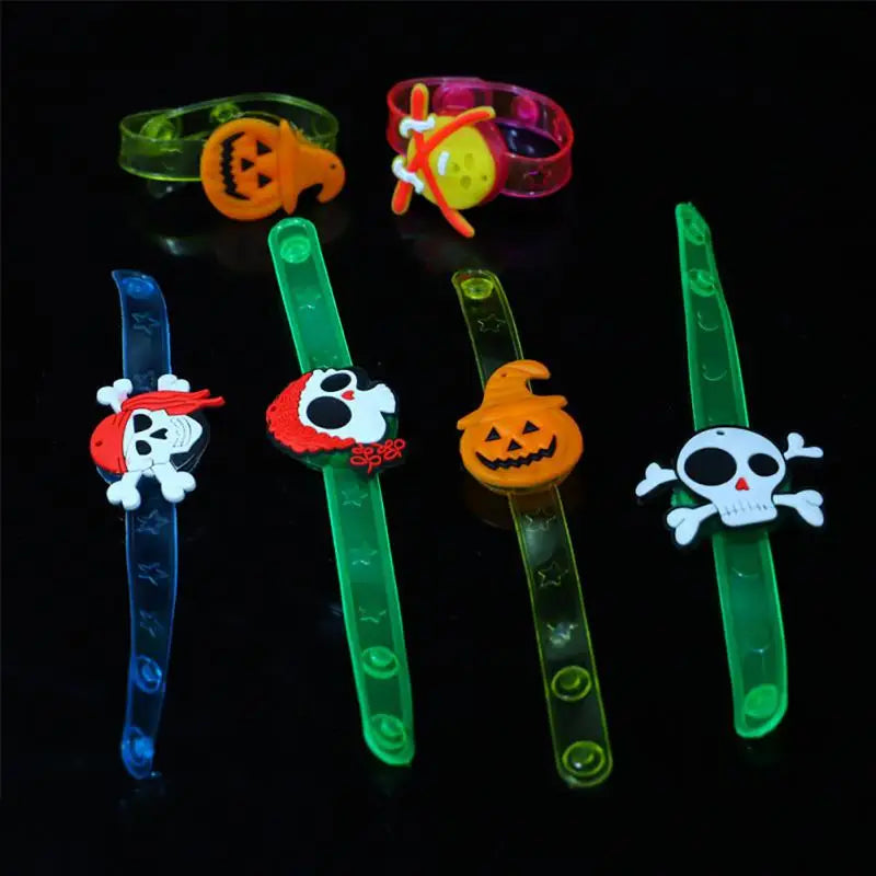 12-120PCS Halloween LED Glow Pumpkin Ring Light Up Wristband Necklace Watch Set Christmas Party Favor Accessories for Rave Night Oasis Select
