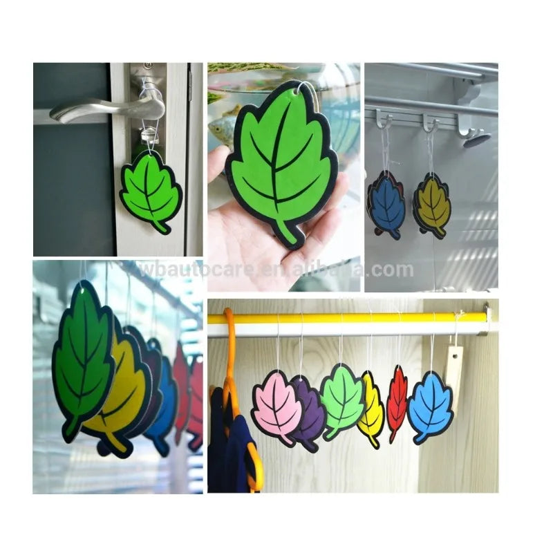 Car Air Freshener Natural Scented Tea Paper Auto Hanging Leaf Shape One-piece Car Decoration Perfume Tablets Freshener 48PCS Oasis Select