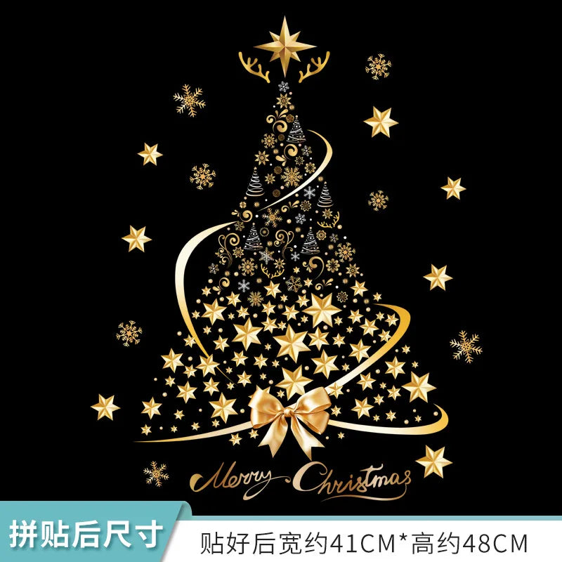 Christmas Golden Star Christmas Tree Glass Decorative Stickers Mall Window Display Festival Decorative Stickers SDJ-34177 Oasis Select SDJ-34177