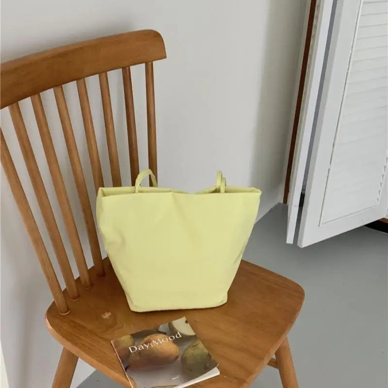 Women's Nylon Bucket Shoulder Bag – Lightweight Tote Handbag