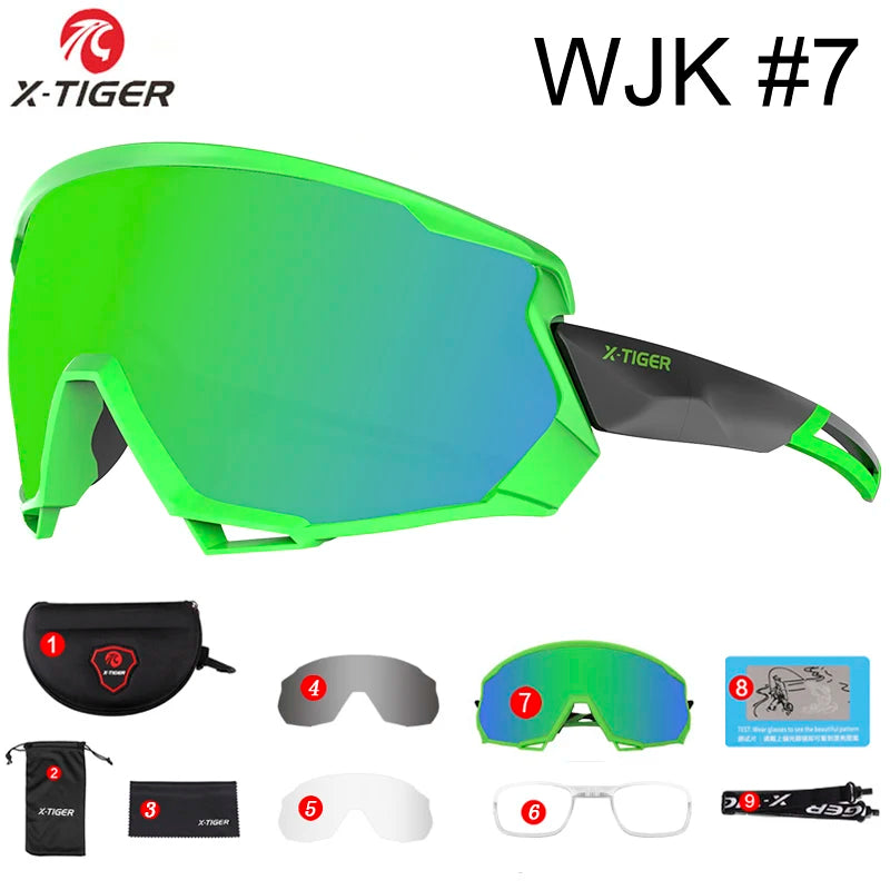 X-TIGER Bike Polarized Sports Sunglasses with 5 Interchangeable Lenses for Mens Womens Baseball Running Fishing Cycling Eyewear Oasis Select X-YJ-WJK07-3