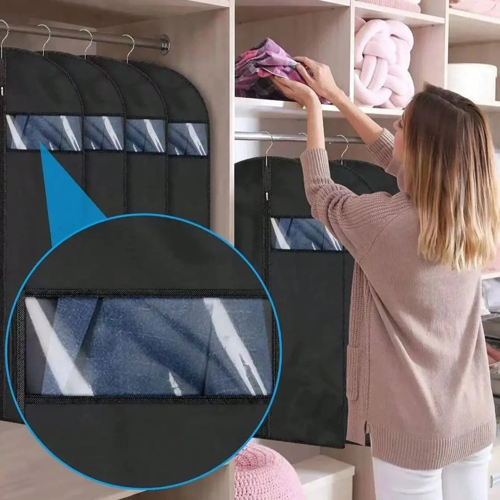 5-Pack Clothes Dust Cover Wardrobe Storage Bag Clothes Dust Bag Mink down Jacket Coat Storage Hanging Dust Cover Oasis Select