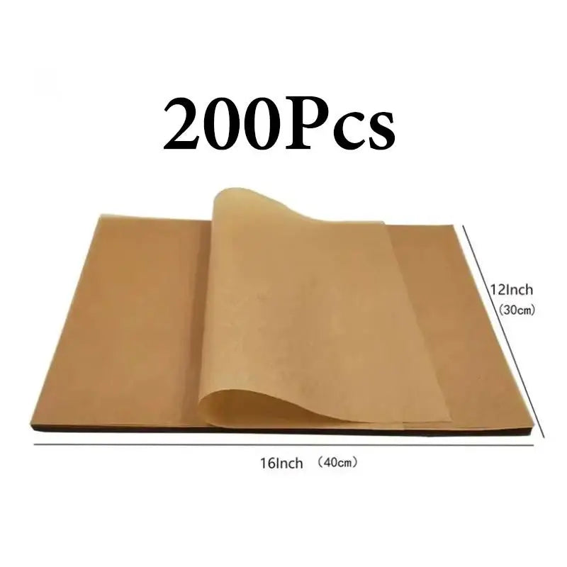 200Pcs Air Fryer Parchment Paper Burger Dessert Sandwich Wrapping Brown Wax Paper Kitchen Oven Paper Oasis Select 200pcs 30x40cm