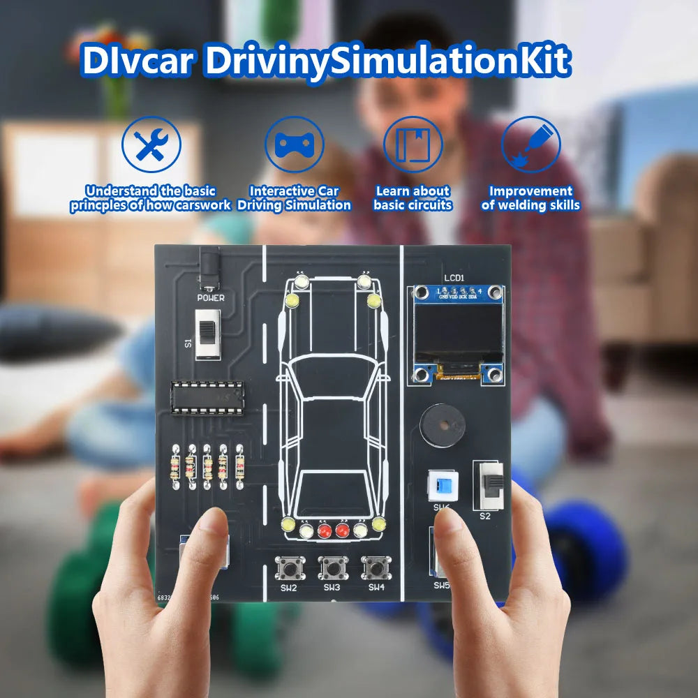 DC5V DIY Car Driving Simulation Soldering Practice Kit Electronic Project Car Driver Simulator Solder Project for Students Learn Oasis Select