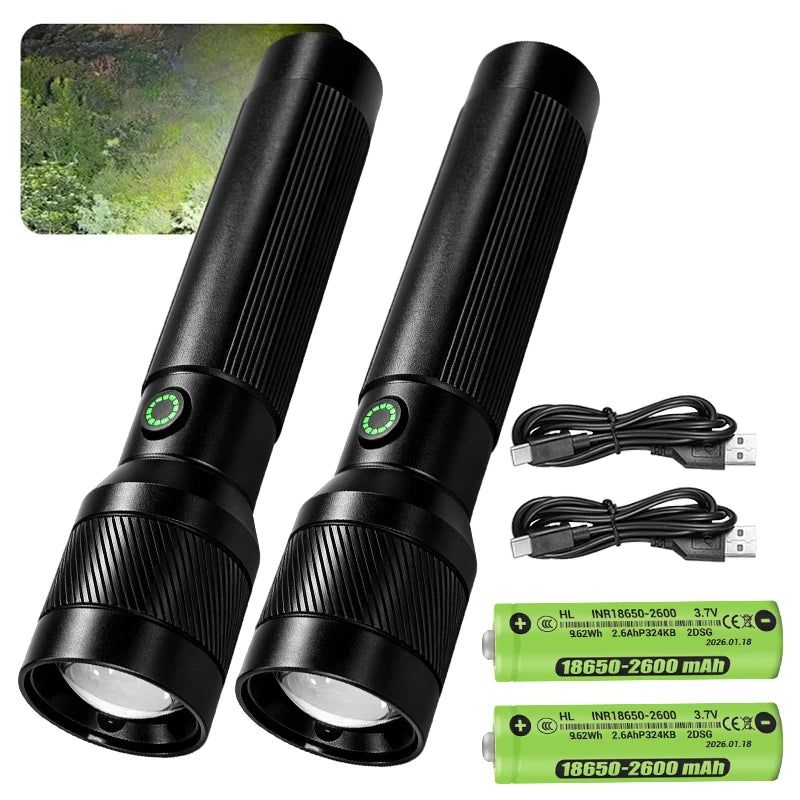 ZHIYU 1200LM Tactical Flashlight USB-C Rechargeable Zoomable Torch