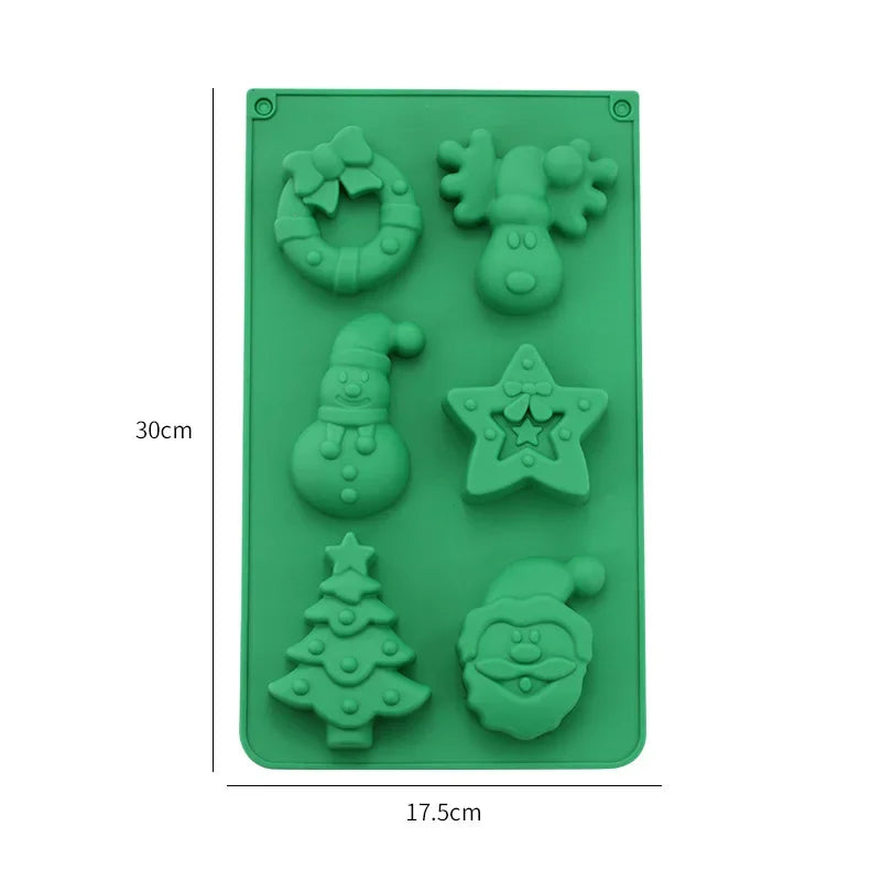 Tree Santa Claus Shape Silicone Mold Cake Decoration Fondant Cookies Tool Gumpaste Candy Chocolate Mold for Baking Oasis Select E