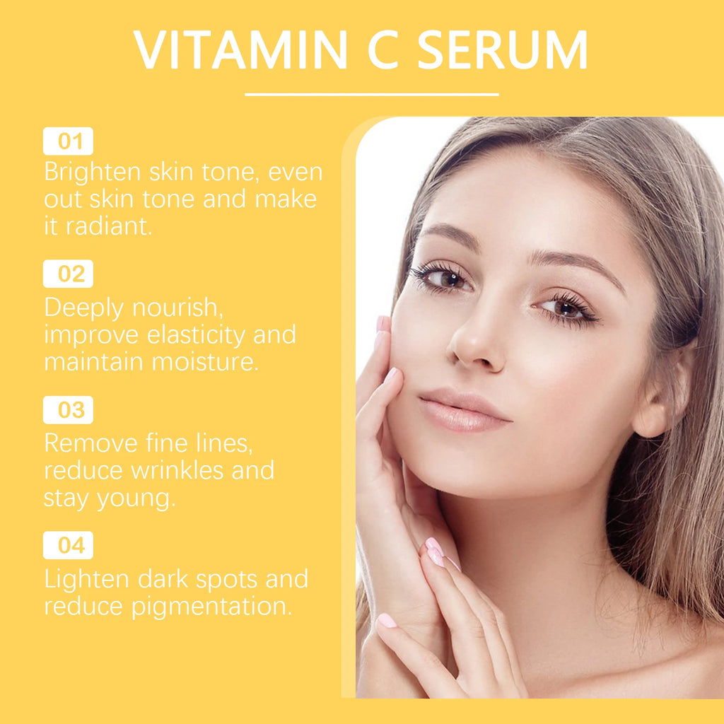 Vitamin C Facial Serum Acne Mark Reduce Fine Lines Brightening Even Skin Tone Moisturizing Essence Firming Nourishing Skin Care Oasis Select