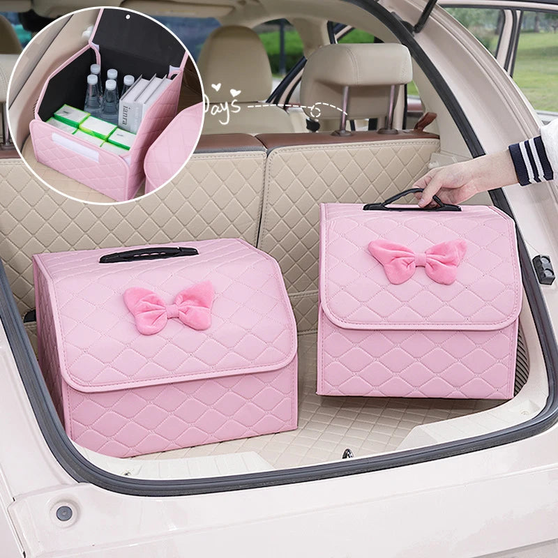 Large Capacity Car Trunk Storage Box Folding Car Storage Box Sundries Organizer Box Women's Pink Auto Accessories Oasis Select