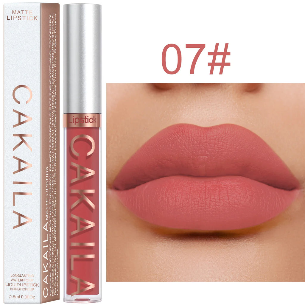 1 Pcs Waterproof Lip Gloss Lipstick Set - Nude, Dark Brown & Matte Red Shades, Long-Lasting 24-Hour Wear, Suitable for All Skin Oasis Select 07