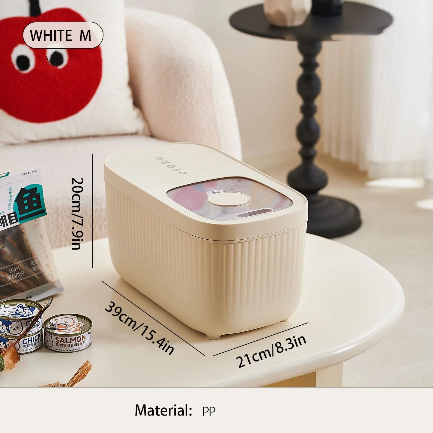 Dog Food Storage Container, Multi-purpose Organiser, Large-capacity Dog Treat Organiser, Convenient Push-Pull Design Oasis Select white M