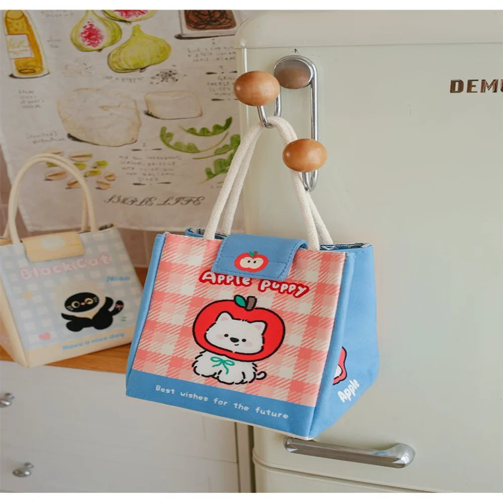 Lunch Bags Cute Bento Bag For Office Workers Large Capacity Tote Bag Cartoon Insulated Fresh-Keeping Bag Student Lunch Box Bag Oasis Select