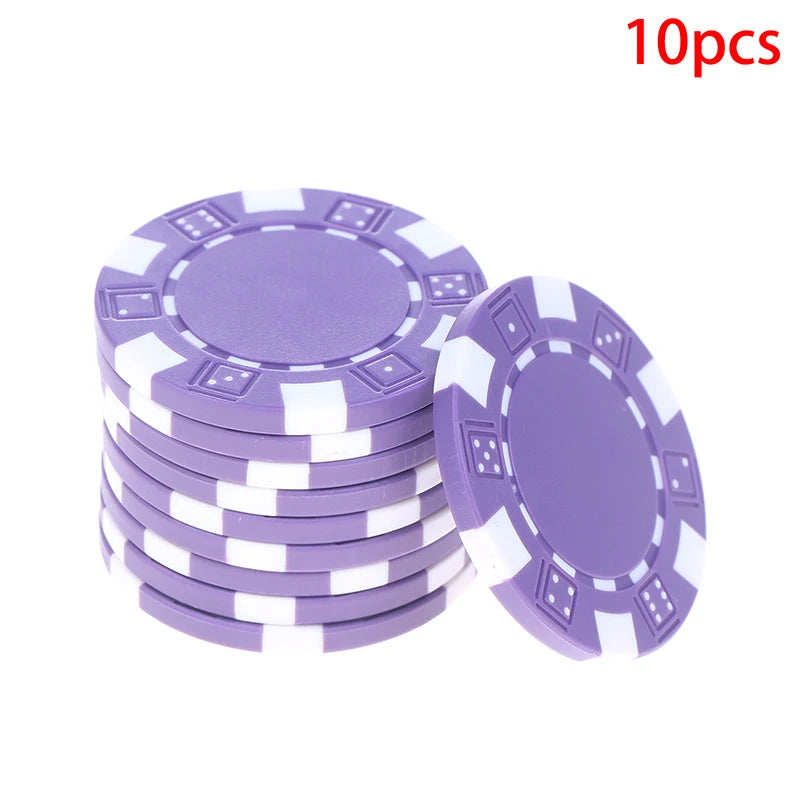 10 Pcs ABS Plastic Casino Texas Hold'em Metal Coins 11.5g Game Chip Set Accessories@#X Oasis Select Purple