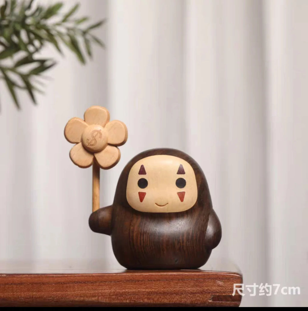 Solid Wood Creative Totoro Windmill Faceless Male Ornament Couple Gift Living Room Decoration Cartoon Music Box Birthday Gift Oasis Select 7cm 4