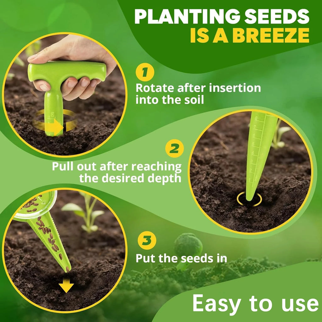 Garden Tool Set Seed Planter Dibber Kit Ergonomic Sowing Digging Planting Light Green Home Garden New Vegetable Flower Gardening Oasis Select