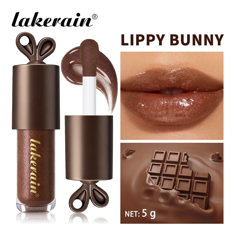 Lakerain Deep Moisturizing Lip Gloss Long-Lasting Non-Sticky Lip Stain Plump Lips Chocolate Glow Lip Care Cosmetics Makeup Oasis Select Chocolate