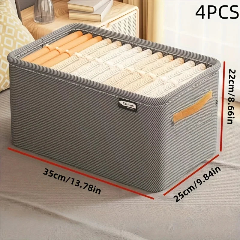 4PCS Extra Large Stackable Storage Boxes | Heavy-Duty Non-Woven Fabric Organizer, Space-Saving Multi-Purpose Storage for Closet Oasis Select 4PCS