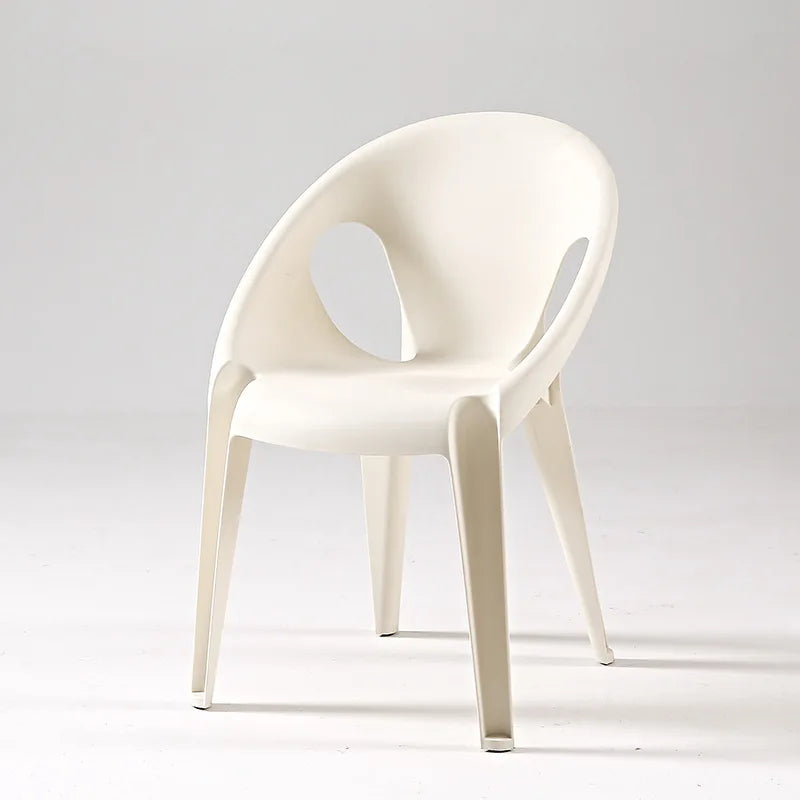 Hollow chair simple light luxury Nordic backrest chair outdoor home thickened casual dining chair rattan chair balcony stool Oasis Select White 2 pieces