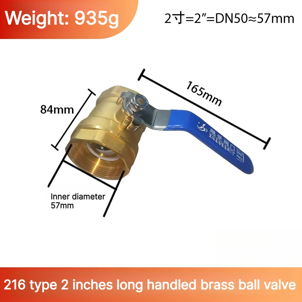 Brass Mini Ball Valve 1/2" 3/4"1inch BSP Type 216 Air Compressor Water Gas Oil Shut Off Valve Thicken Threaded Male To Female Oasis Select DN50 L