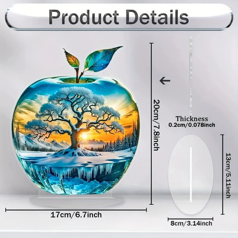 2D Acrylic for Apple Landscape Pattern Decorative Ornament for Home Living Room Entrance Tabletop Decoration Oasis Select