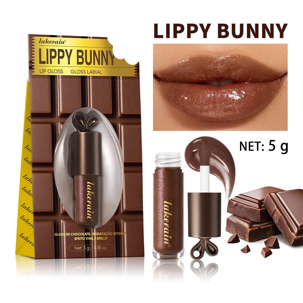 Chocolate Rabbit Moisturizing Lip Gloss Honey Essence Mirror Water Light Lip Tint Long Lasting Pearlescent Fine Glitter Plumping Oasis Select 1pc