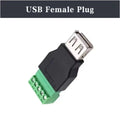 Female USB 2.0 Connector 5 Pin Type A Screw Terminal Plug Adapter Connector Jack Shield Screw Terminal USB Jack Oasis Select Female