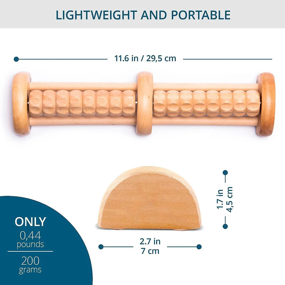 Double Row Foot Sole Massager Wooden Roller Type Solid Wood Foot Foot And Leg Massager Acupoint Ball Oasis Select