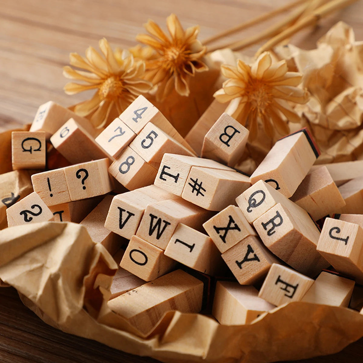 40Pcs Alphabet Stamps Vintage Wooden Rubber Letter Standard Stamp Set for Craft Card Making Planner Scrapbooking Journals Oasis Select