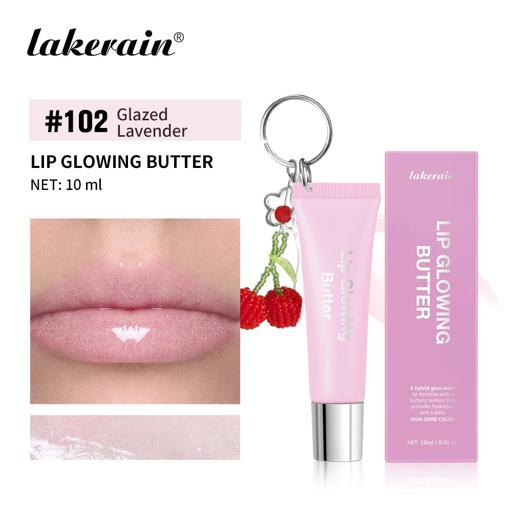 Lip Glowing Butter Gloss Long Lasting Cherry Keychain Moisturizing Lip Oil Plumper Nourishing Makeup Care Hydrating Lipstick Oasis Select 102 Glazed Lavender
