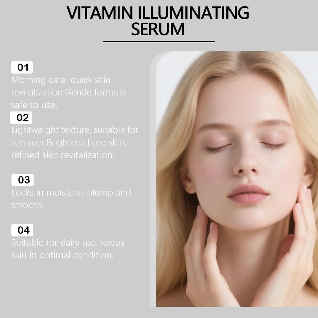 Vitamin C Illuminating Serum Brightening & Hydrating Facial Serum Even Skin Tone Soothes Dryness Daily Skincare Glowing Essence Oasis Select