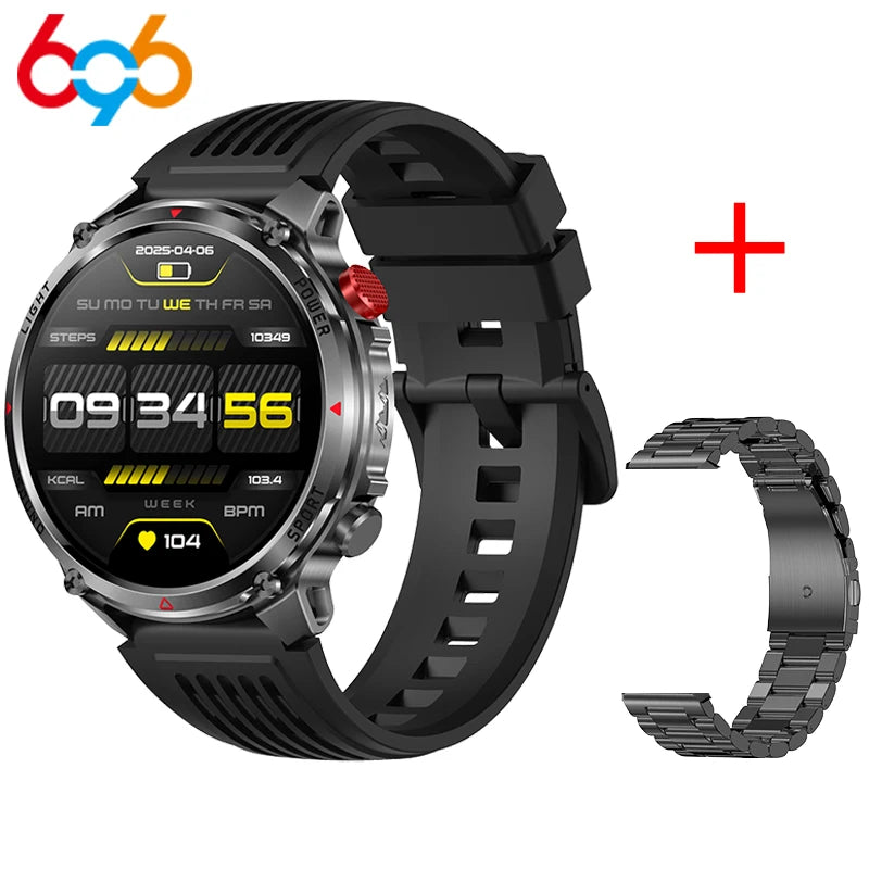 Smart Watches Waterproof Men BT Call Compass LED Flashlight Outdoor Smartwatch Health 100+ Sports Fitness 1100mAh Large Battery Oasis Select BKBKS a BK3M