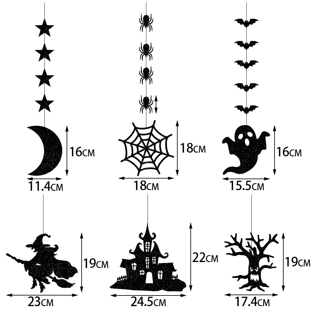 6-Pc Halloween Hanging Ghost Spider Wizard Pendants | PVC Decor Halloween Party Decorations Oasis Select