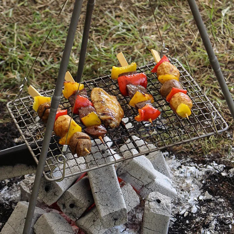 WISH Titanium Mini BBQ Grill Charcoal Barbecue Grill Food Carbon Furnace Gas Grill Camping Beach Picnic Equipment Oasis Select