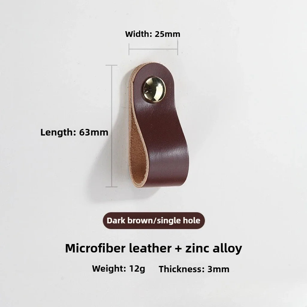Cowhide Leather Cabinet Handles for Kids Room Kitchen Drawer Knobs Door Hardware Modern Minimalist Furniture Accessories