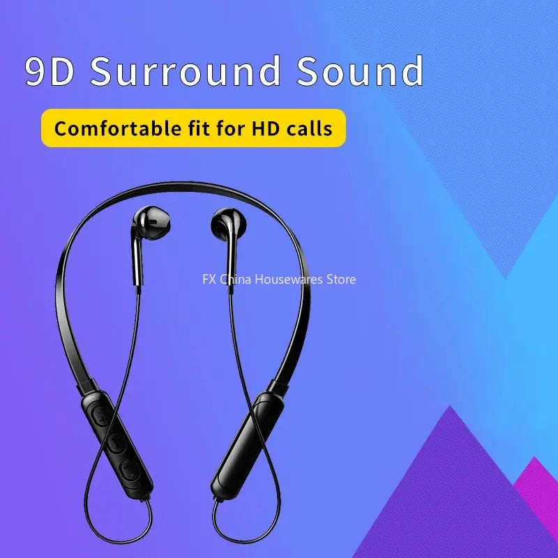 Wireless 9D Bluetooth Headset NeckHanging Stereo Noise Reduction Universal 5.0 Sports Headset Microphone Oasis Select