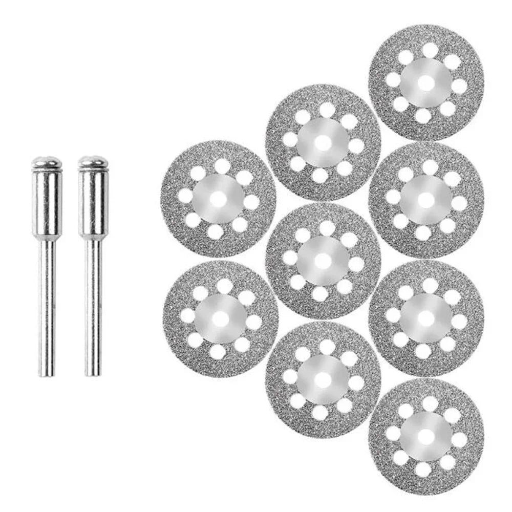 12pcs 22mm Diamond Cutting Disc 3mm Grinding Wheel Mandrel for Metal Cutting Rotary Tool Electric Grinder Parts Oasis Select Silver