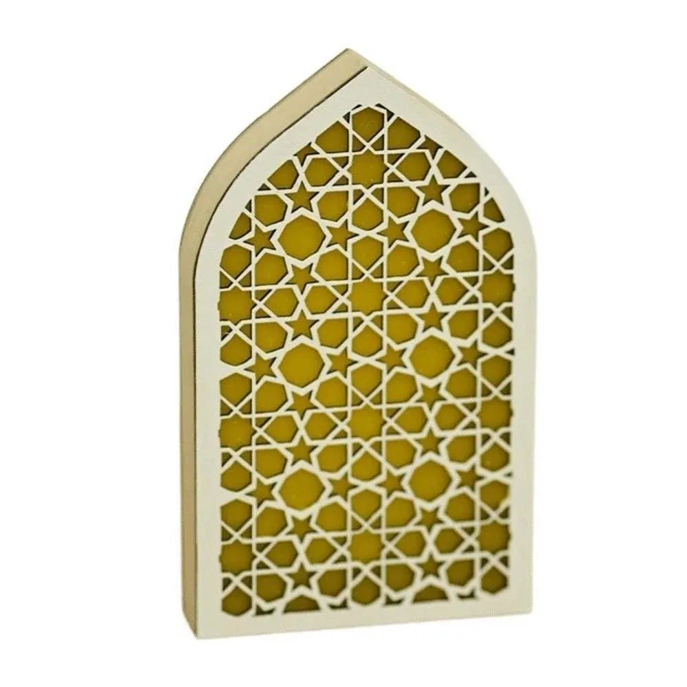 Eid LED House Night Light Ornament | Moon Carved Wooden Decor