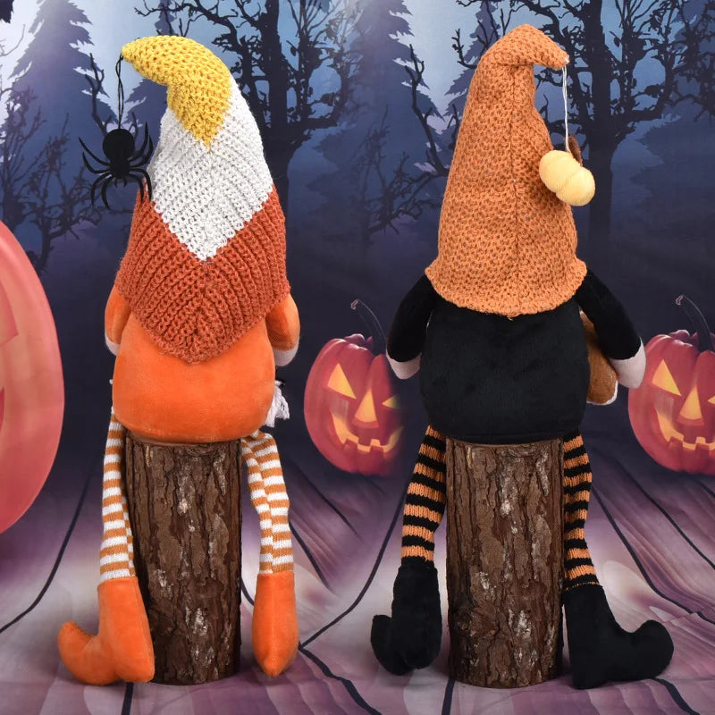 Halloween Long Legs Faceless Doll Dwarf Broom goblin Doll Creative Ornament Sharp Trick or Treat Hat Plush Gift Oasis Select