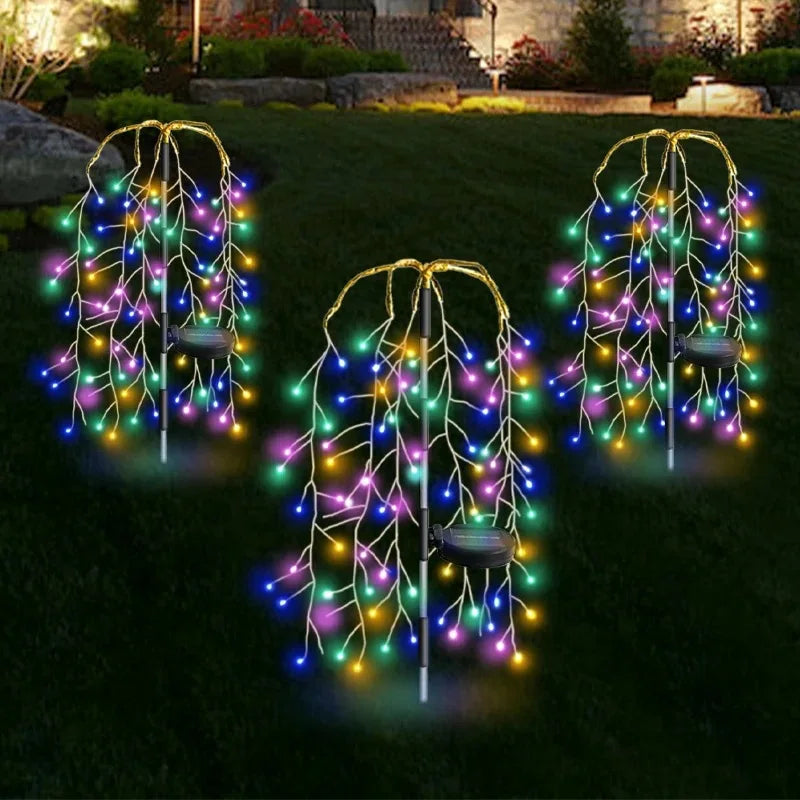 Solar-powered Ground Smoke Lamp LED Starry Sky Copper Wire Outdoor Waterproof Lawn and Courtyard Decorative Color Lamp Oasis Select FirecracRGB 200light
