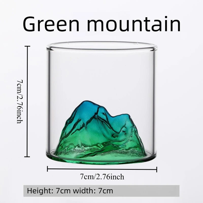 1pcs Transparent Japanese Style Glass Cup Mountain Pattern Tumbler Fashion Drinkware for Party and Daily Use Oasis Select Green mountain 101-200ml