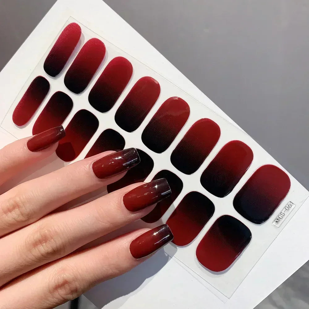 2025 Semi-cured Gel Nail Stickers Solid Color Nail Semi-baked Tips Full UV Nail Need Decals Paste Lamp N0R7 Oasis Select CS-61