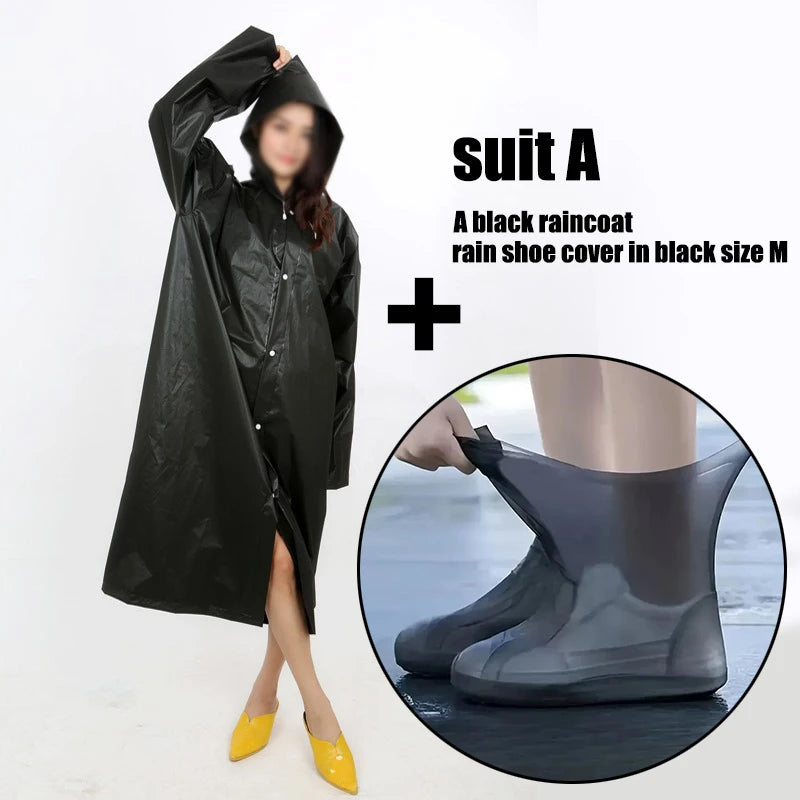 EVA High-quality unisex thickened waterproof men's camping raincoat and rain boots set (single piece) made of EVA material. Oasis Select suit A
