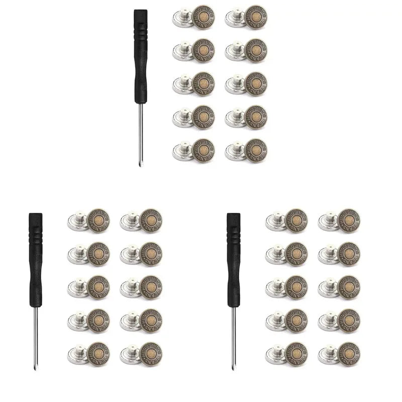 10/20/30/40pcs Adjustable Jean Buttons Replacement Metal Jeans Buttons No Sew Removable For Jeans Pants Bags Denim Clothing Oasis Select 30pcs F