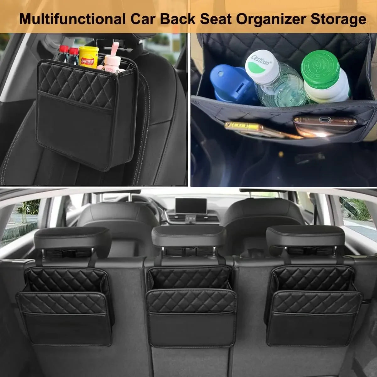 Car Organizer Multi-functional Car Seat Storage Bag Waterproof Hanging Car Seat Organizer Garbage Bag Suitable for Most Car Oasis Select