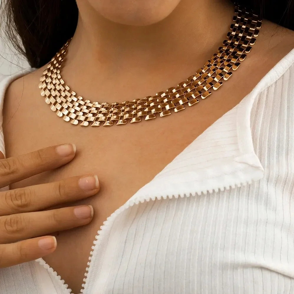Exaggerated Cuban Chunky Thick Chain Necklace for Women High Quality Big Iron Metal Choker Link Grunge Jewelry Steampunk Men New Oasis Select Gold Color 1