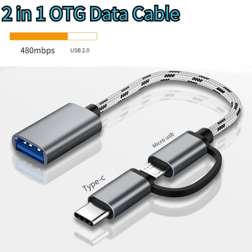 （Color random ）2in1 USB 3.0 OTG Adapter Cable Fast Transfer Braided Cord For Samsung MateBook U Disk Tablet PC Card Reader Oasis Select Default Title