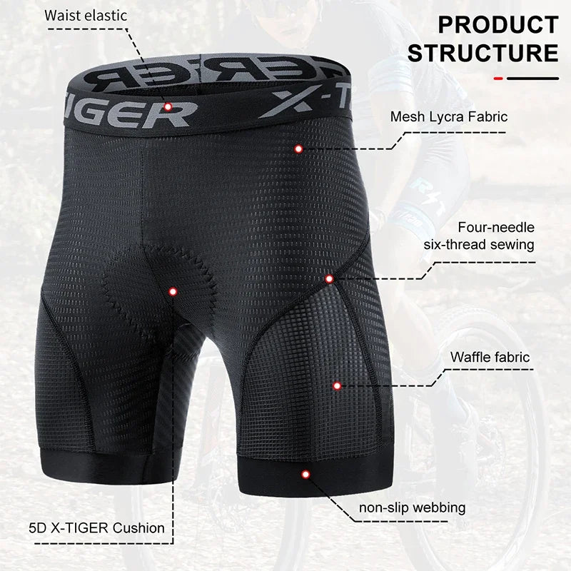X-TIGER Men's Cycling Shorts Gel Pad Breathable Non-slip Shock-Absorbing Bicycle Underpant Pro MTB Road Bike Cycling Shorts Oasis Select