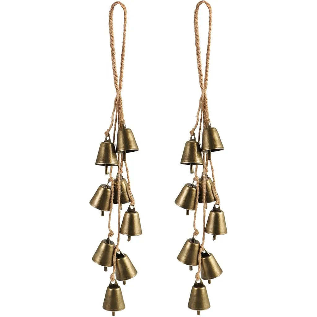 Bronze Door Chime Bohemian Metal Bells Chime Hanging Decoration Lightweight Jute Rope Decor For Indoor Wall Patio Office Space Oasis Select