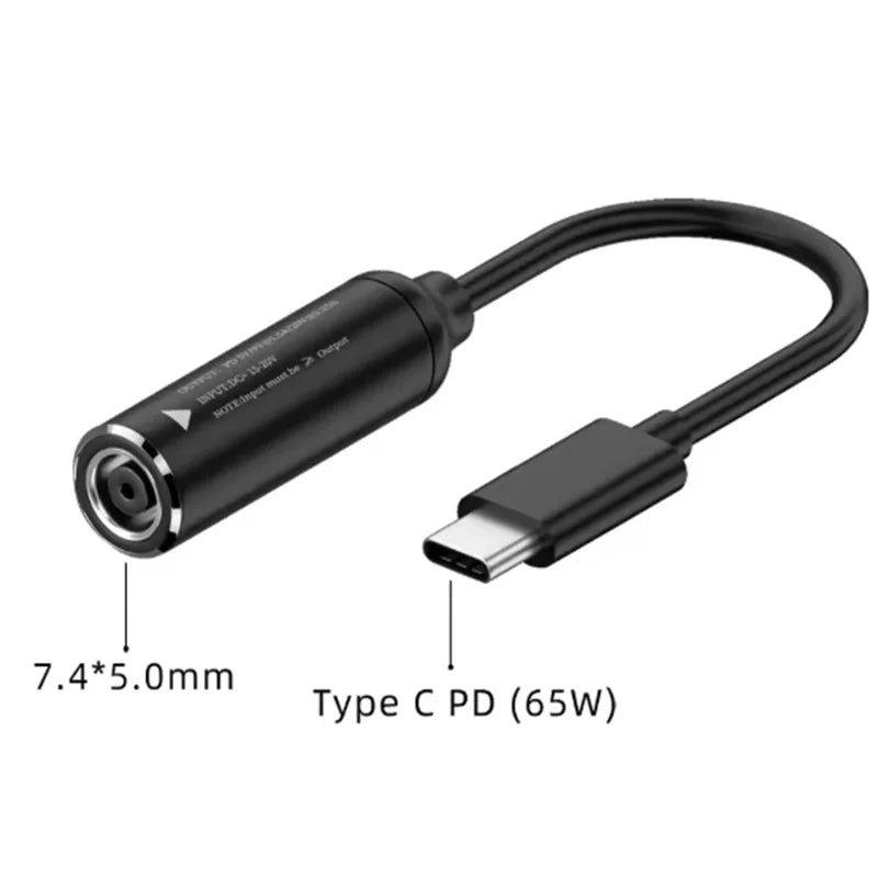 65W PD Converter Adapter USB C Type C to DC Female 7.4*5.0mm Power Charging Adapter Connector for MacBook huawei Xiaomi Oasis Select Type 2