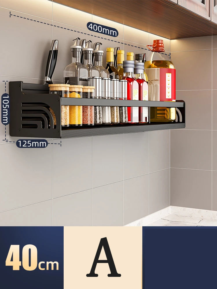 Kitchen Organizer Shelf Wall-mounted Spice Storage Rack Kitchen Knife Holder Wall Seasoning Chopstick Spoon Shovel Storage Oasis Select 40CM A